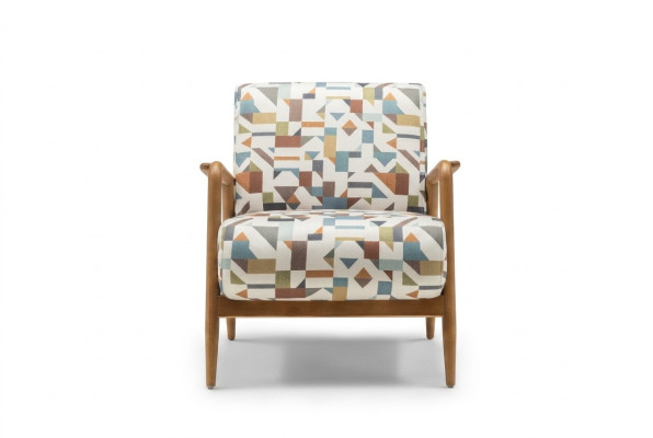 Fabric armchair armchair living room wingback chair multicolored upholstery wood