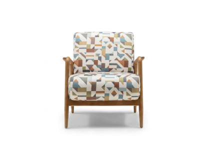 Fabric armchair armchair living room wingback chair multicolored upholstery wood