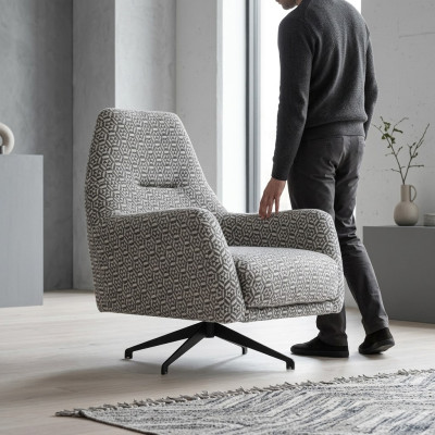 Armchair living room wingback chair fabric armchair grey upholstered single-seater seat