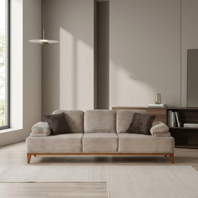 Three-seater sofa 3-seater fabric sofa upholstered sofa beige couch modern