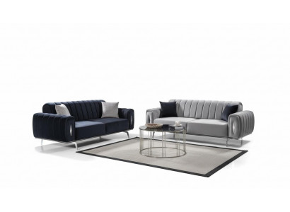 Complete stainless steel three-seater modern fabric sofas upholstered couches 2-piece set