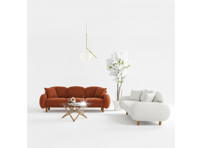 Modern upholstered sofa set living room three-seater white 3-seater 2-piece