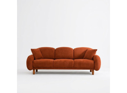 Upholstered Sofa Orange Three-Seater Sofa 3-Seater Fabric Sofa Couch Modern