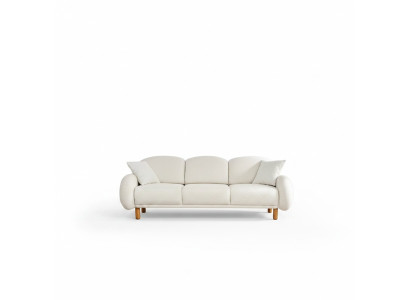 Couch Three-Seater Sofa 3 Seater Fabric Sofa Upholstered Sofa White White Modern