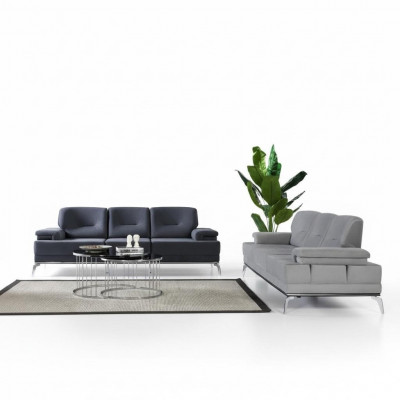 Black/Gray Sofa Set Upholstered Couches Designer Three-Seater Couch Set