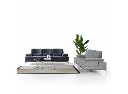 Black/Gray Sofa Set Upholstered Couches Designer Three-Seater Couch Set