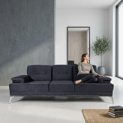 Couch three-seater fabric sofa design blue sofa 3-seater upholstered sofa