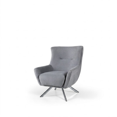 Fabric armchair living room single armchair wing chair gray upholstered seat