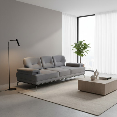 Sofa Fabric Sofa Design Three-Seater Gray 3-Seater Upholstered Sofa Couch
