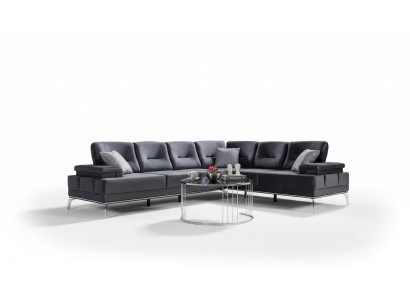 Gray upholstered couch designer stainless steel corner sofa modern living room furniture