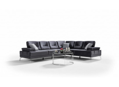 Gray upholstered couch designer stainless steel corner sofa modern living room furniture
