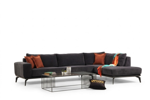 Exclusive gray upholstered corner sofa designer corner suite modern couches