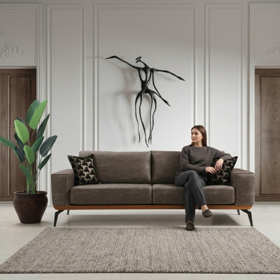 Three-seater couch, fabric sofa, upholstered sofa, gray sofa, modern fabric, 3-seater.