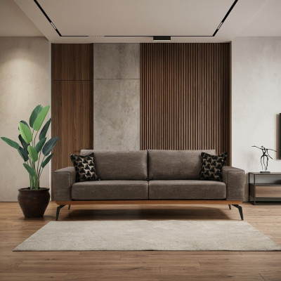 Three-seater couch, fabric sofa, upholstered sofa, gray sofa, modern fabric, 3-seater.