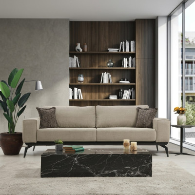 Three-seater fabric sofa upholstered sofa beige sofa modern fabric 3-seat couch.