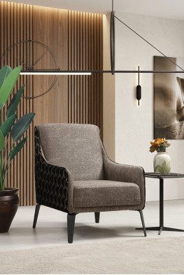 Armchair wing chair upholstered chair single-seater fabric gray upholstery furniture