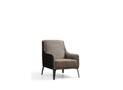 Armchair wing chair upholstered chair single-seater fabric gray upholstery furniture