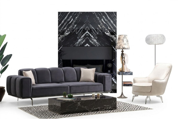 Complete couch set three-seater armchair couch gray fabric sofa sofas