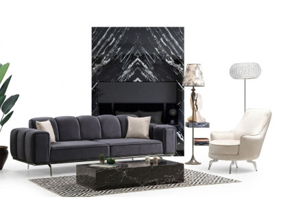 Complete couch set three-seater armchair couch gray fabric sofa sofas