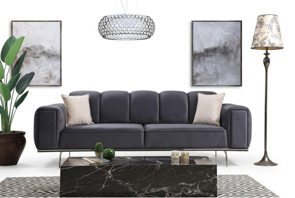 Modern three-seater couch fabric sofa upholstered sofa gray sofa fabric 3 seats