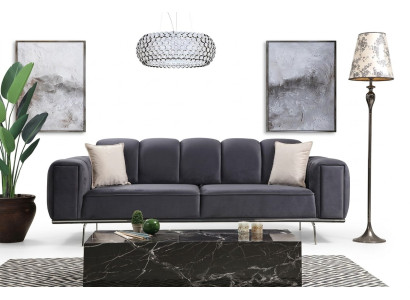 Modern three-seater couch fabric sofa upholstered sofa gray sofa fabric 3 seats