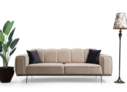 Luxury fabric three-seater upholstered sofa beige fabric sofa 3 seat
