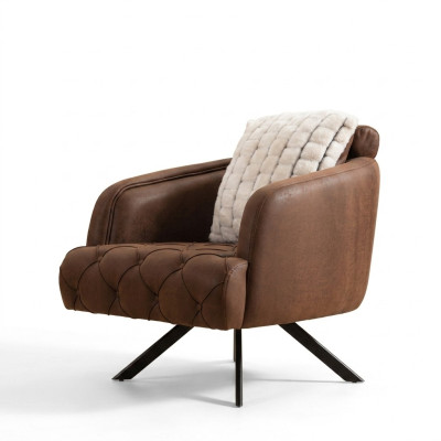 Armchair Wingback Armchair Upholstered 1 Seater Brown Faux Leather Upholstered Armchair
