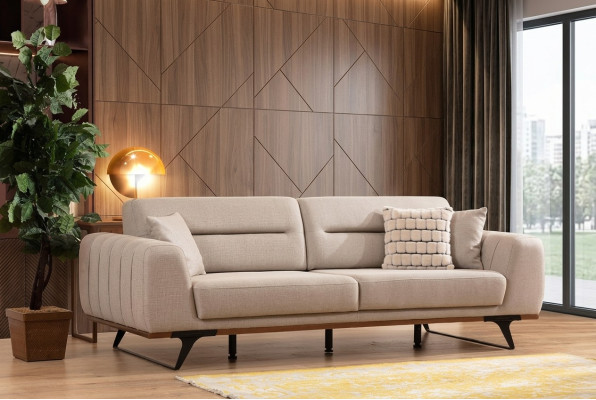 Fabric sofa three-seater beige sofa 3 seater upholstered sofa couch design