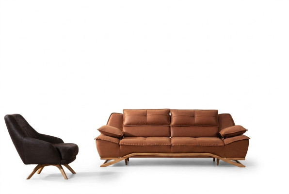 Couch set three-seater armchair fabric sofa upholstered sofa 2-piece sofa brown