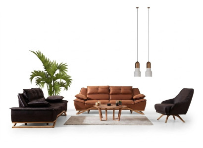 Sofa set fabric sofa upholstery sofa three-seater armchair brown sofa 3-piece