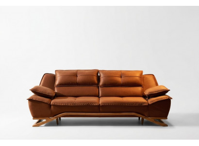Three-seater fabric sofa couch brown sofa 3-seater upholstered sofa modern