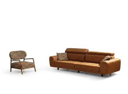Complete sofa set four-seater armchair sofa brown faux leather sofas