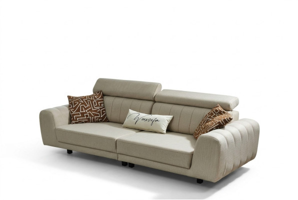 Fabric sofa couch three-seater design sofa 3-seater upholstered sofa beige