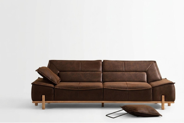 Fabric sofa three-seater sofa upholstered sofa brown fabric modern
