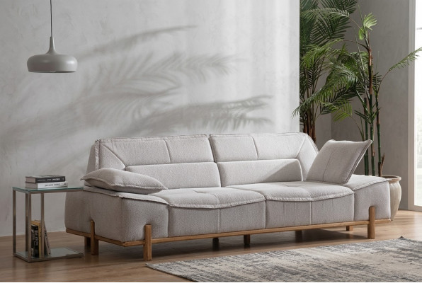 Three-seater couch fabric sofa seat upholstered sofa fabric modern gray
