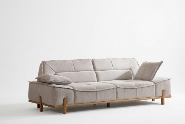 Three-seater couch fabric sofa seat upholstered sofa fabric modern gray