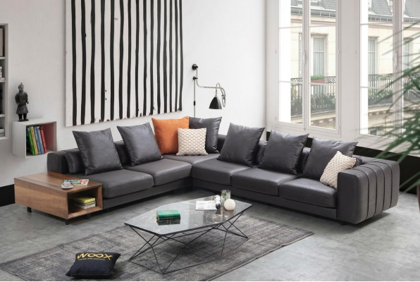 Corner set L-shaped corner sofa upholstered sofa fabric sofa couch gray sofa table