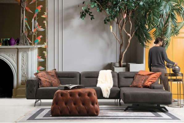 Couch corner sofa L shape gray sofa upholstered sofa ottoman fabric sofa fabric