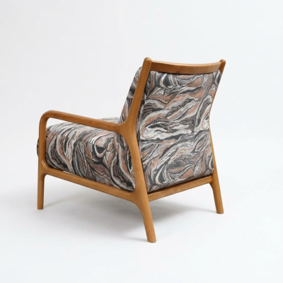 Classic upholstered armchair fabric armchair fabric wood brown single-seater