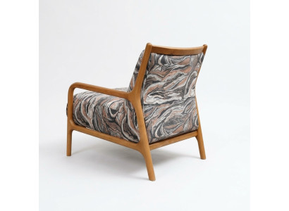 Classic upholstered armchair fabric armchair fabric wood brown single-seater