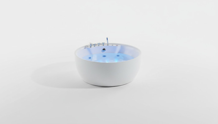 Round Bathtub Whirlpool Tub Relaxation Spa Tubs White 150cm Bubble Massage Jets