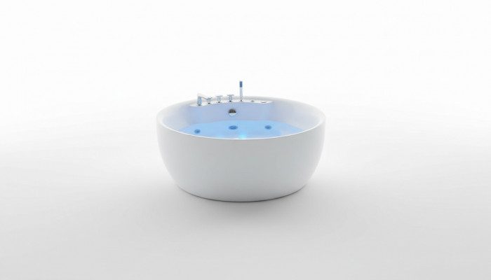 Round Bathtub Whirlpool Tub LED Bubble Tub Massage Design Wellness