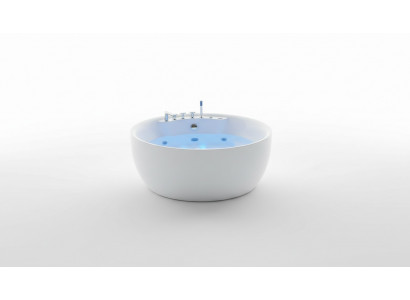 Round Bathtub Whirlpool Tub LED Bubble Tub Massage Design Wellness
