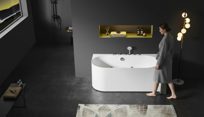 Acrylic Whirl Tub Indoor Whirlpool Bathtub Home Spa White