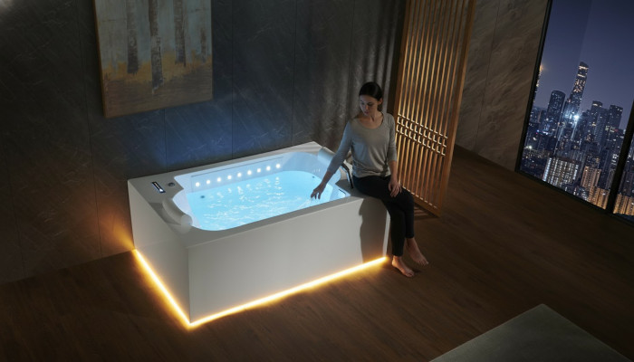 Bathtub Tub Indoor Whirlpool Bathtub Spa Tub LED 180x120