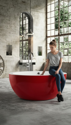 Freestanding bathtub tub standalone bathtub round red modern bath
