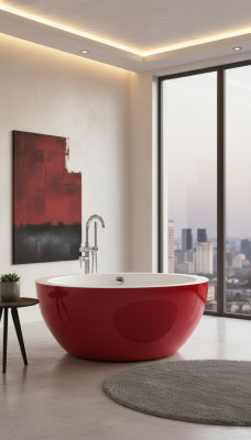 Freestanding bathtub tub standalone bathtub round red modern bath