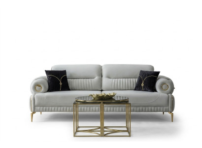 Group Sofas Three-seater Armchair Couch Upholstered Sofa Fabric Sofa Blue 2-piece set