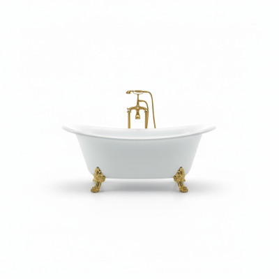 Freestanding bathtub modern gold white oval