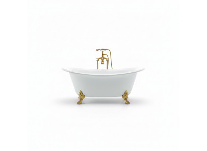 Freestanding bathtub modern gold white oval